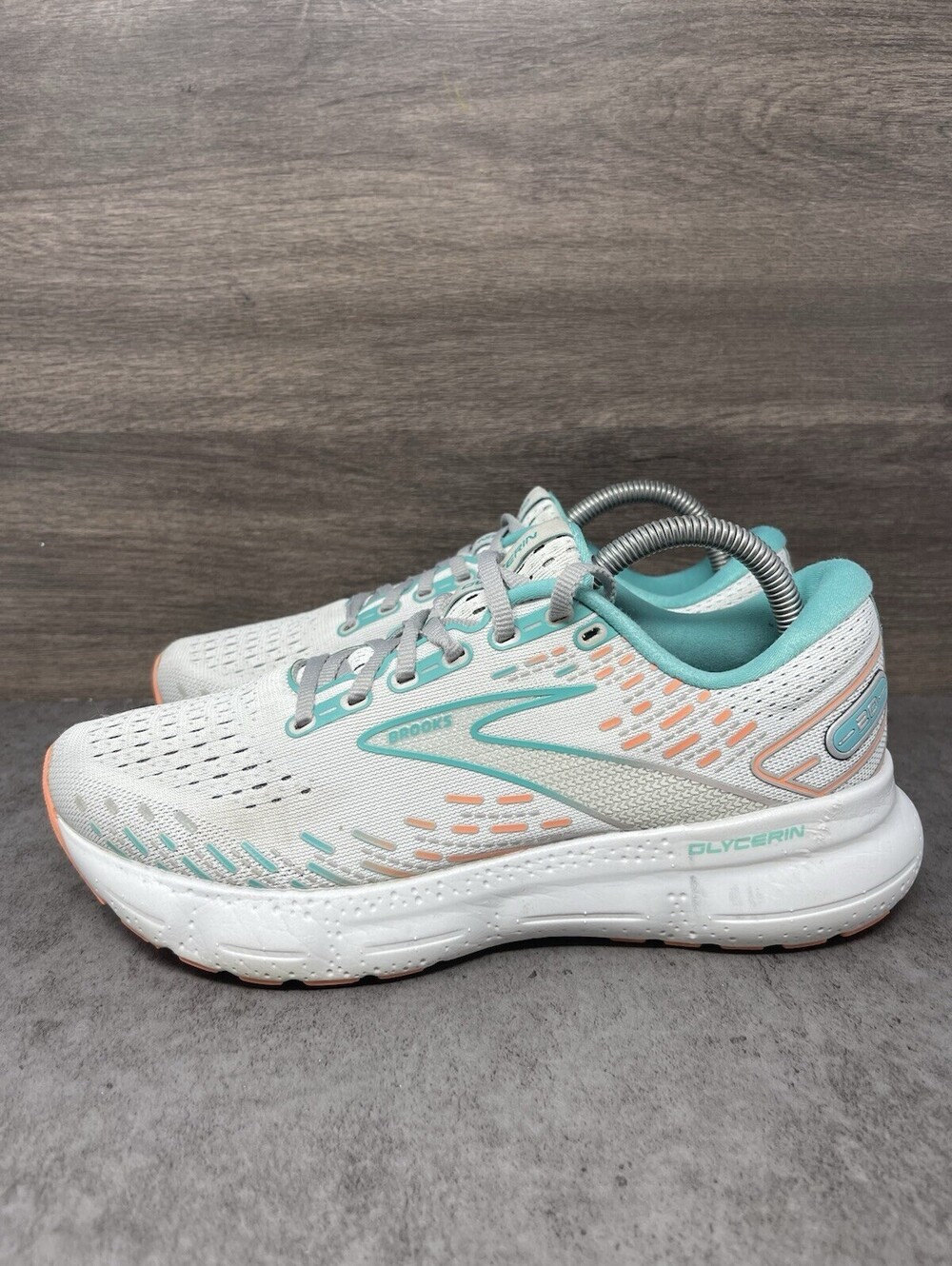 Brooks Glycerin 20 Oyster Latigo Bay Coral Size 9 Womens Running Shoes